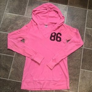Pink hooded shirt